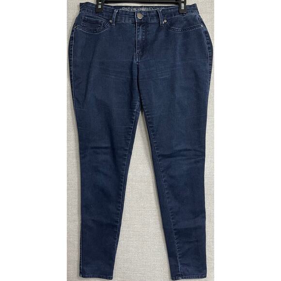 Express Skinny Jeans Women Size 12 Dark Wash Blue Denim Mid Rise Cotton Blend - Picture 1 of 6
